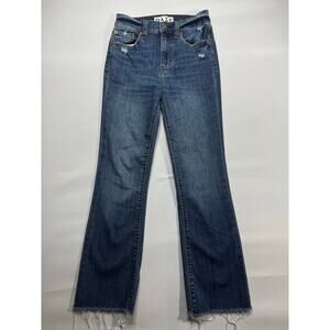 Daze Women's Raw Hem Crop Bootcut Blue Denim Jeans - Size 25 (24x26)